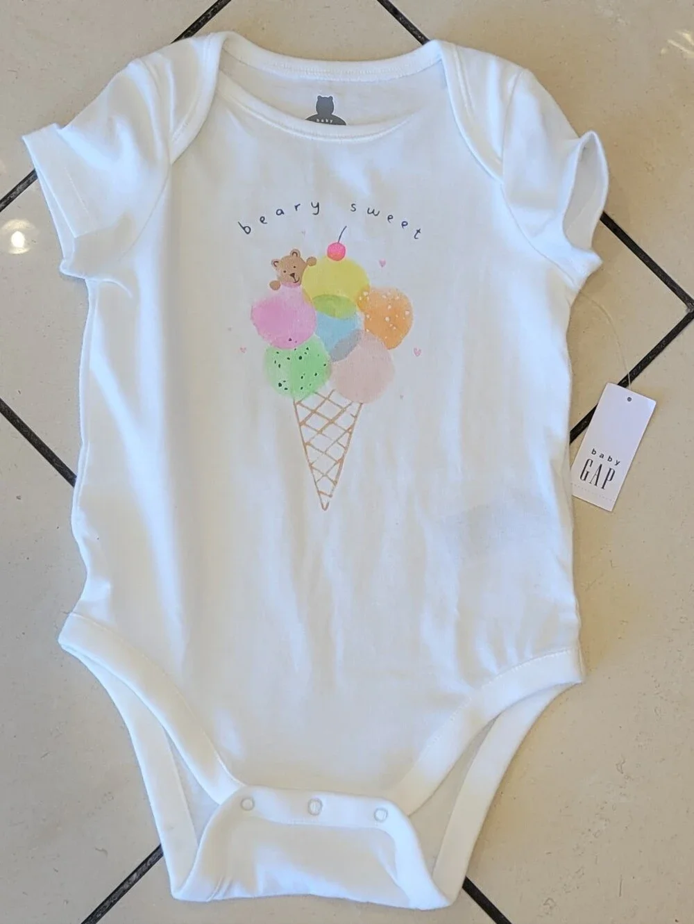 Baby Gap First Favorites 1 Piece Beary Sweet Bodysuit Organic Cotton 12-18 Month